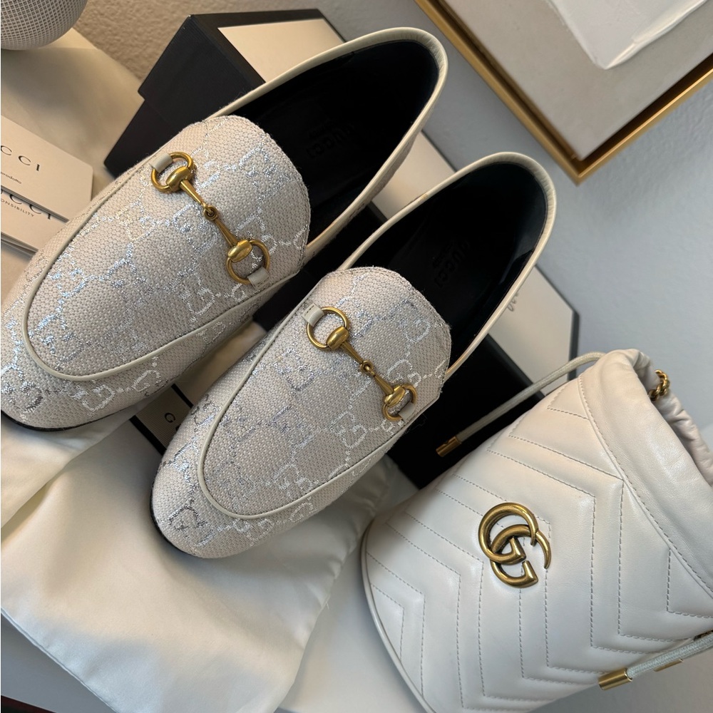 GUCCI GG Monogram Horsebit Jordaan Loafers/ Size 38